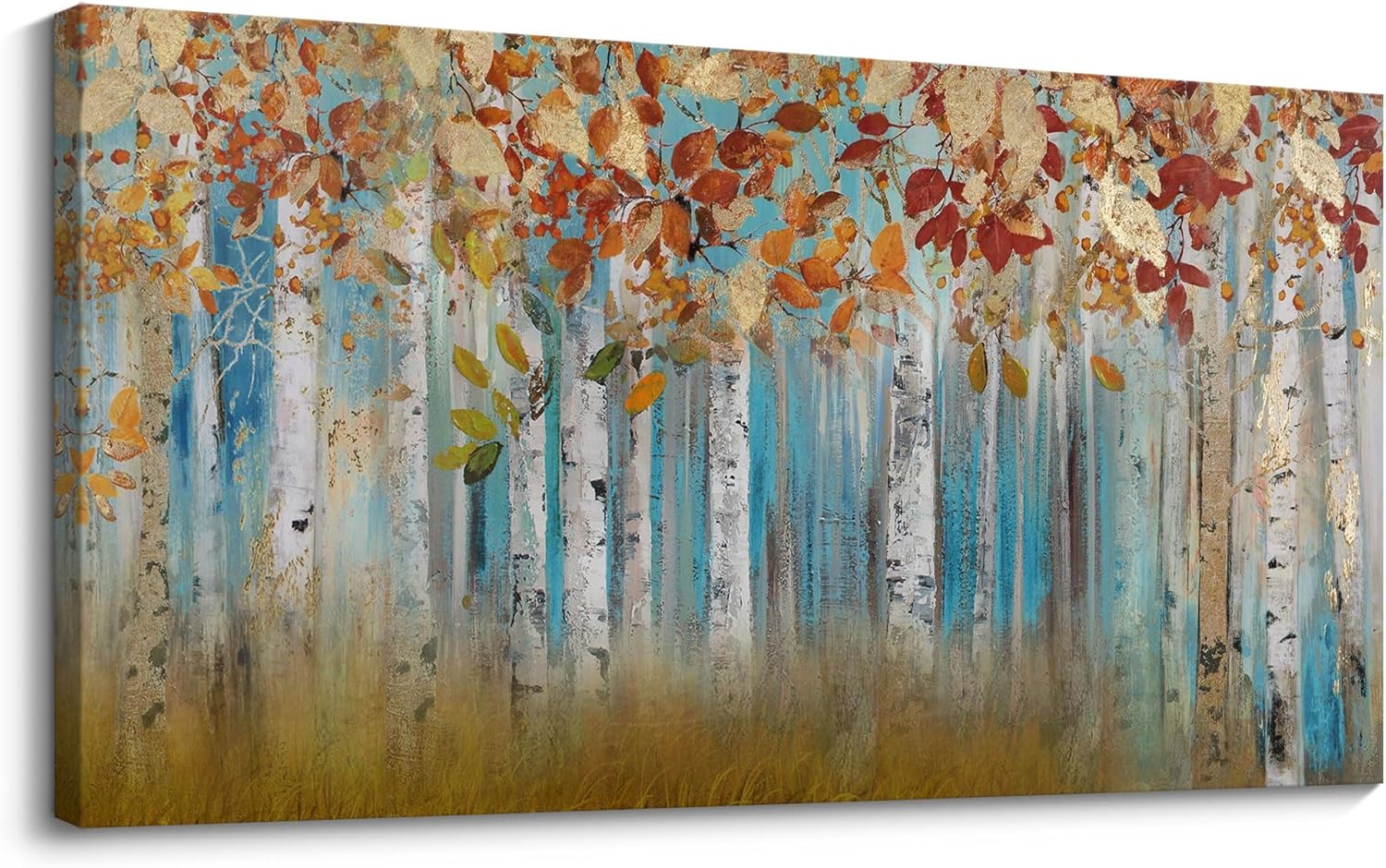 Canvas Wall Art Birch Trees Branches Landscape Yellow