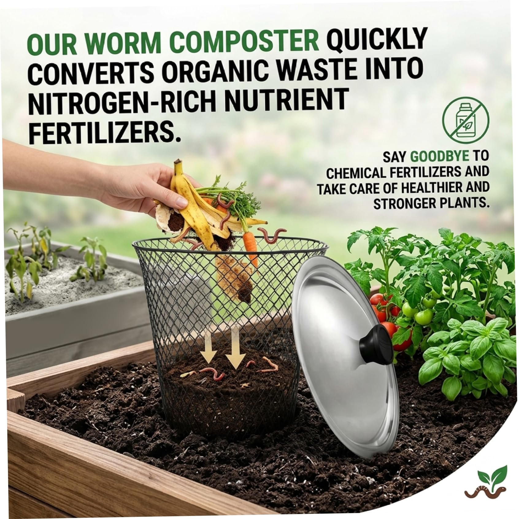6er-Pack Wurmkomposter mit Deckel unterirdischer Kompostbehälter aus Metallgeflecht für Küchen- und Gartenabfälle Kompostbehälter für den Außenbereich für natürliche Zersetzung