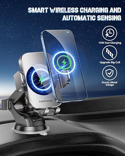 Miniatura 2 de Cargador inalámbrico para automóvil, soporte de teléfono de carga rápida 3 en 1, soporte de teléfono con sujeción automática, accesorios de