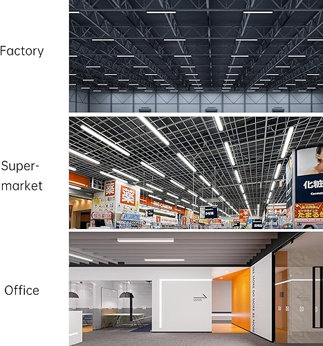Miniatura 6 de Luz LED para tienda de 4 pies, 60 W, 5000 K luz blanca diurna 9000 lm, luz de techo enlazable para garaje, tubo de luz LED T8 de 96 pulgadas, salida