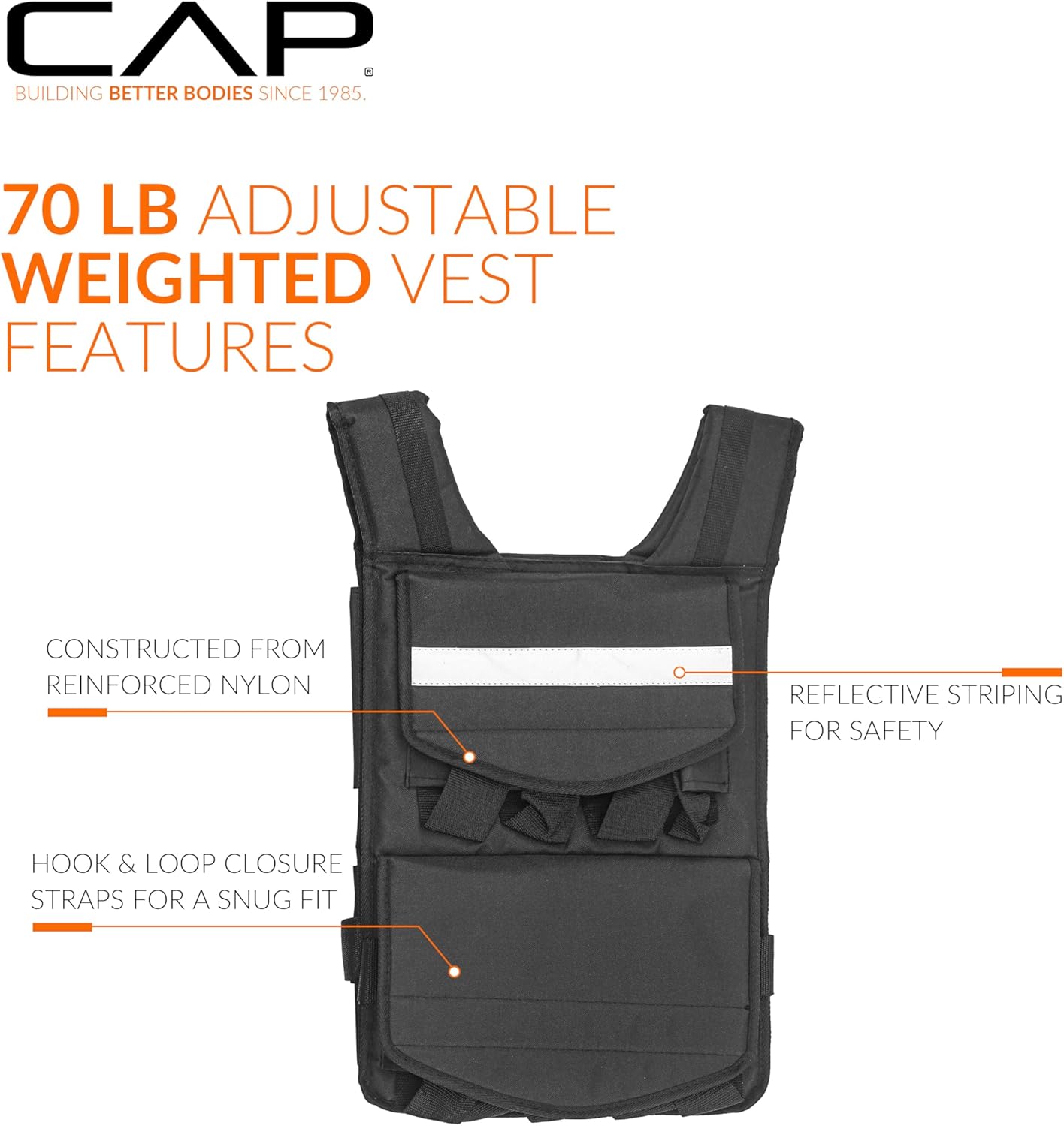 CAP Adjustable Weighted Vest 20–150 lbs for Strength Training, Running & Workouts, Weight Vest for Men & Women, Fitness Training Vest