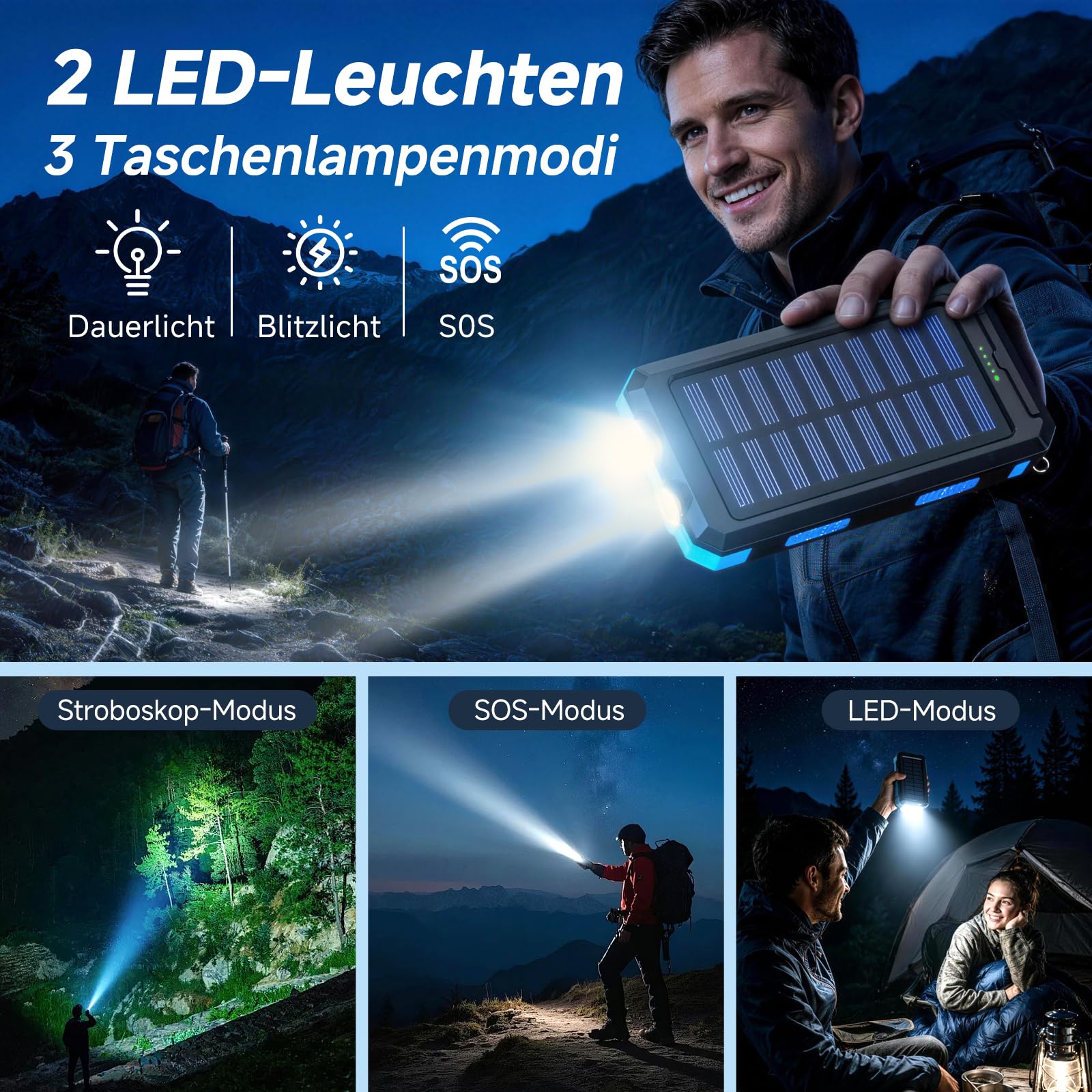 Chargeur solaire 26800 mAh pour extérieur et camping 72