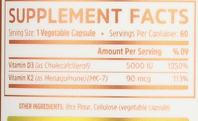 Vitamina D3 + K2 60 Tabletas Zhou Nutrition miniatura 4