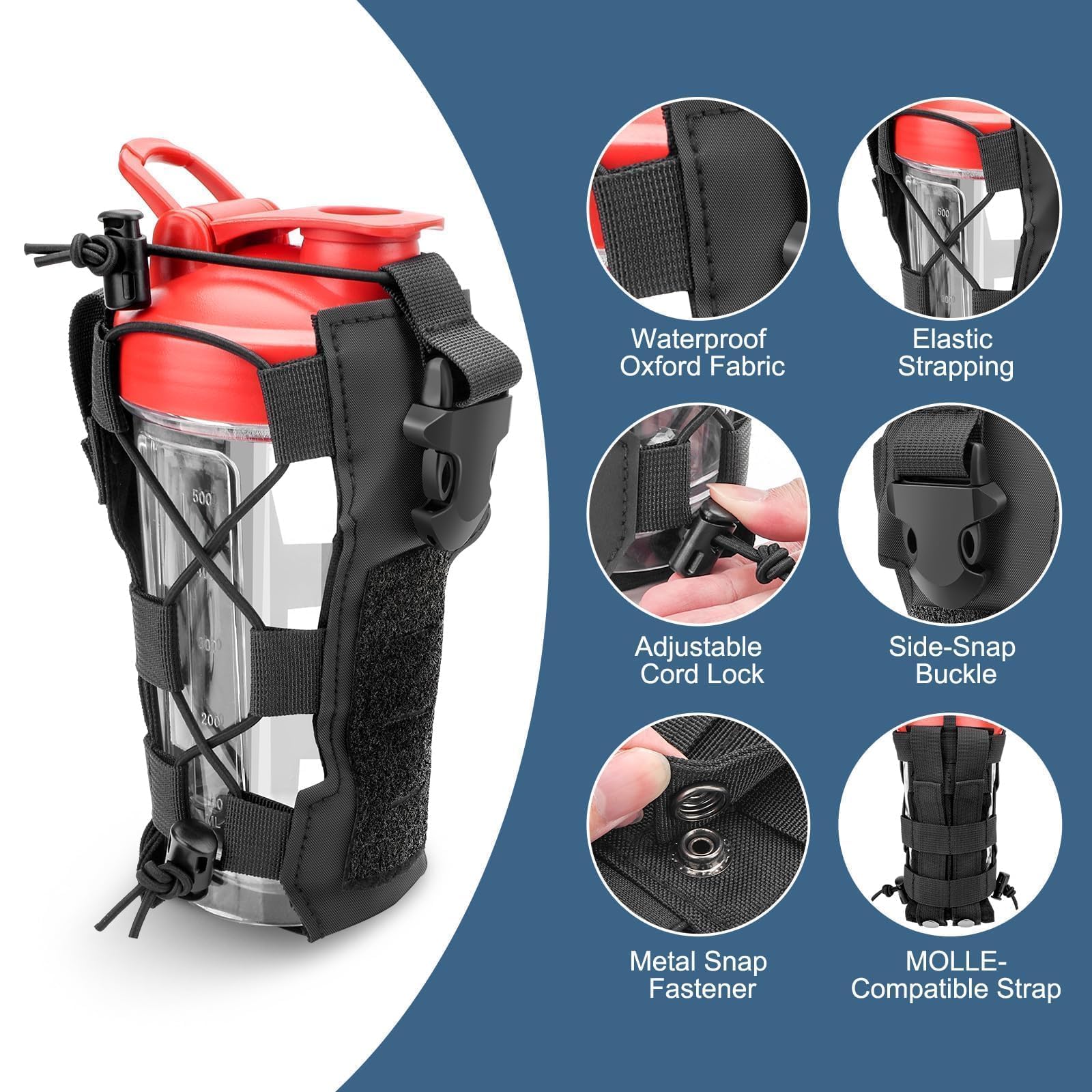 EEEKit 2 Sztuki Taktyczny Pojemnik na Butelkę, Wojskowy Pouch na Płyny z Sznurkiem, Torba na Butelkę MOLLE do Turystyki Biwakowania Outdooru