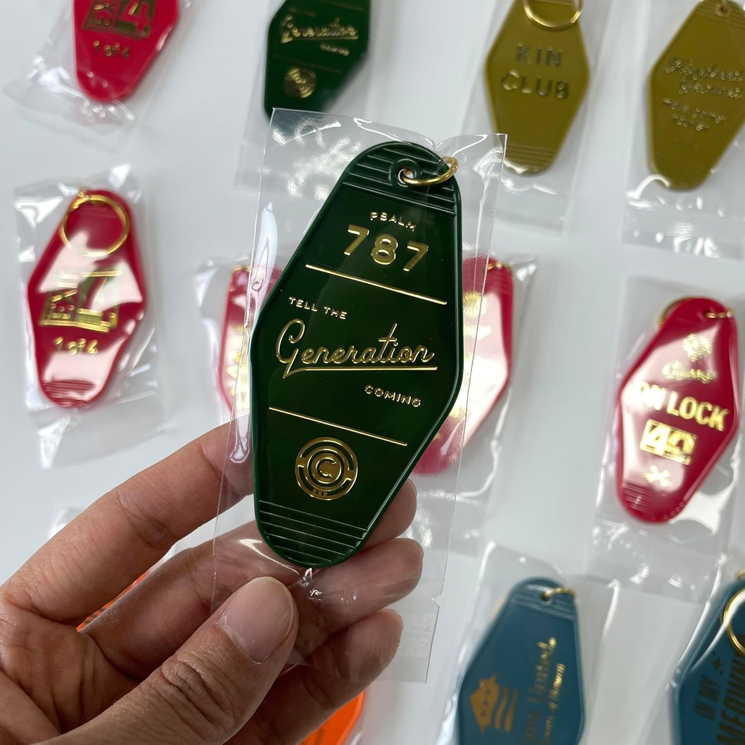 Custom Bulk Keychain Personalized Gold Foil Stamped Motel Hotel Keychain - Image 3