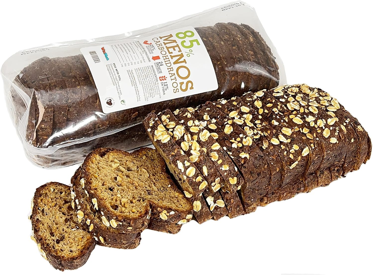 Pan Proteico Keto 85% Menos Carbohidratos, Para Dietas Hipocalóricas y Altas en Proteínas. Muy Blandito y Sabor Riquísimo. Peso 500 Gr Unas 20 Rebanadas Duración del Pan: 8 Meses Aprox