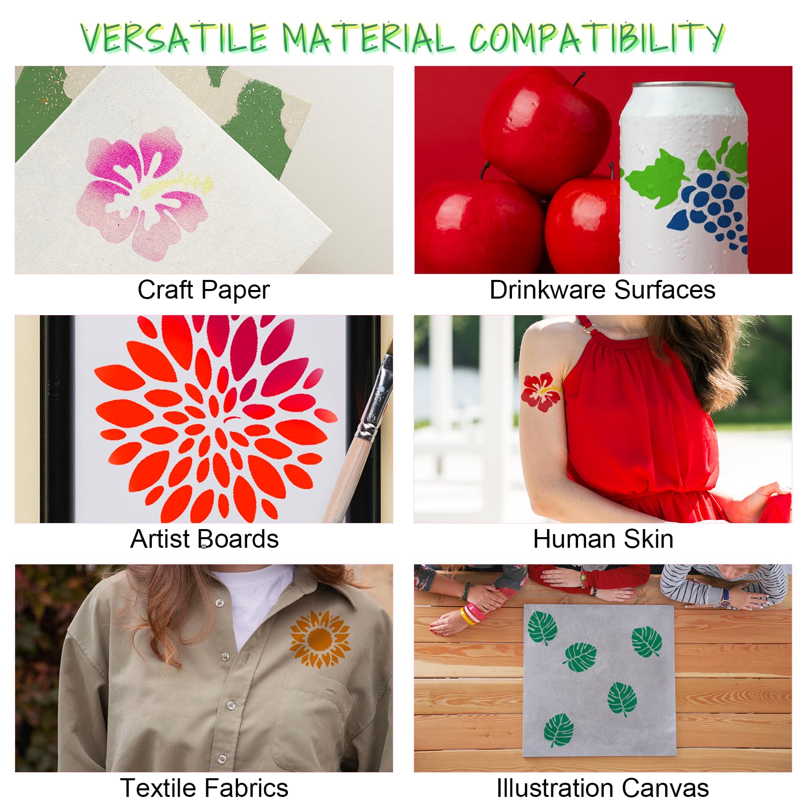 36 Stück Malschablonen Set - Blumen, Schmetterlinge & Vögel Vorlagen Für DIY & Kuchen Dekor