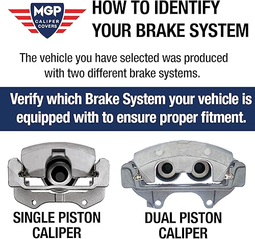 Miniatura 3 de MGP Caliper Covers 12162SCLSRD - Fundas de freno rojas para Dodge Challenger 2011-2020 (pinza delantera de pistón) grabadas con Challenger