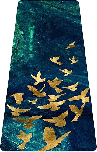 nuveti Alfombrilla de yoga de viaje estampada, 116 pulgadas de grosor, antideslizante, con bolsa de transporte, plegable, ligera, gamuza y goma