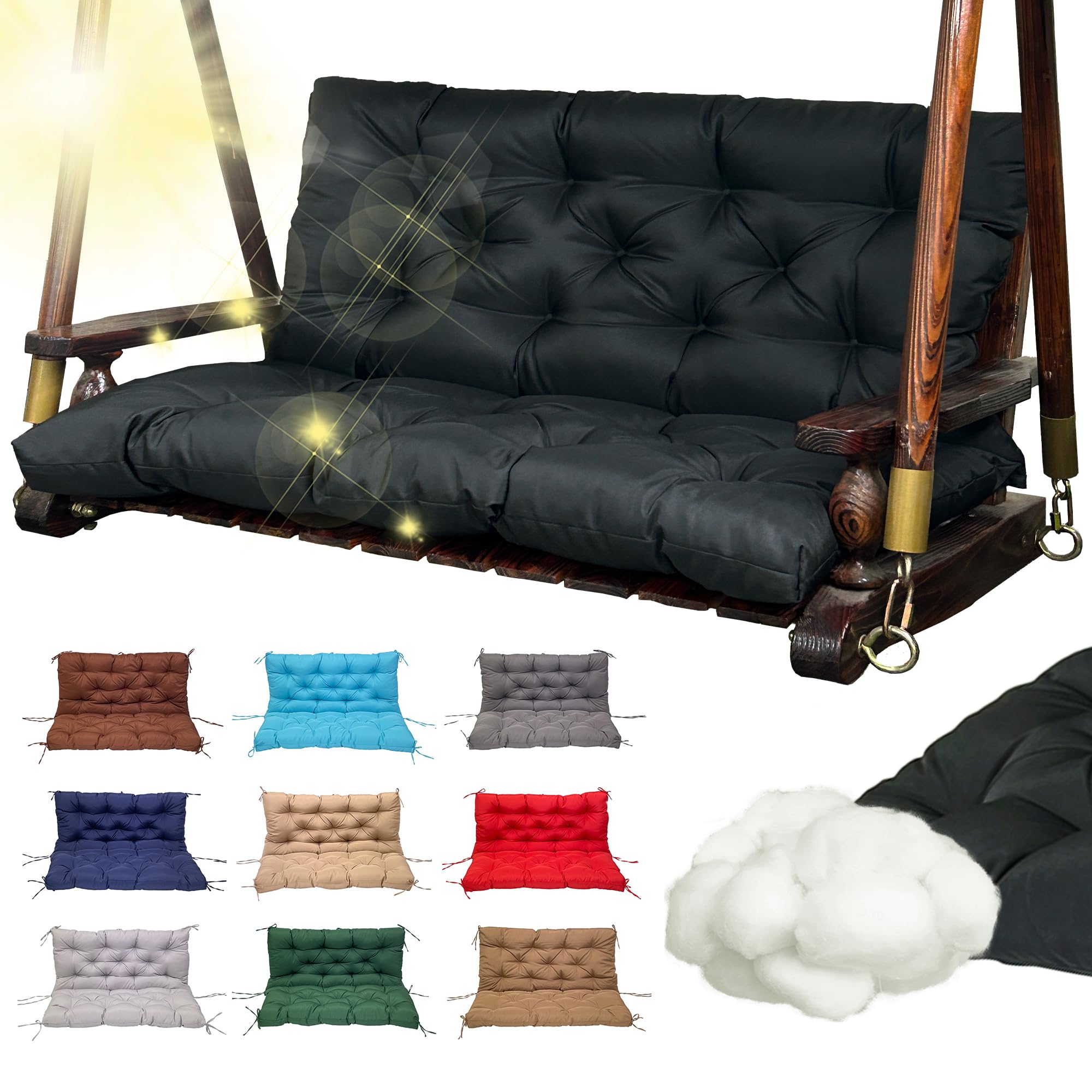 Photo 1 of GUROA Replacement Swing Cushions - 47x40in, Black