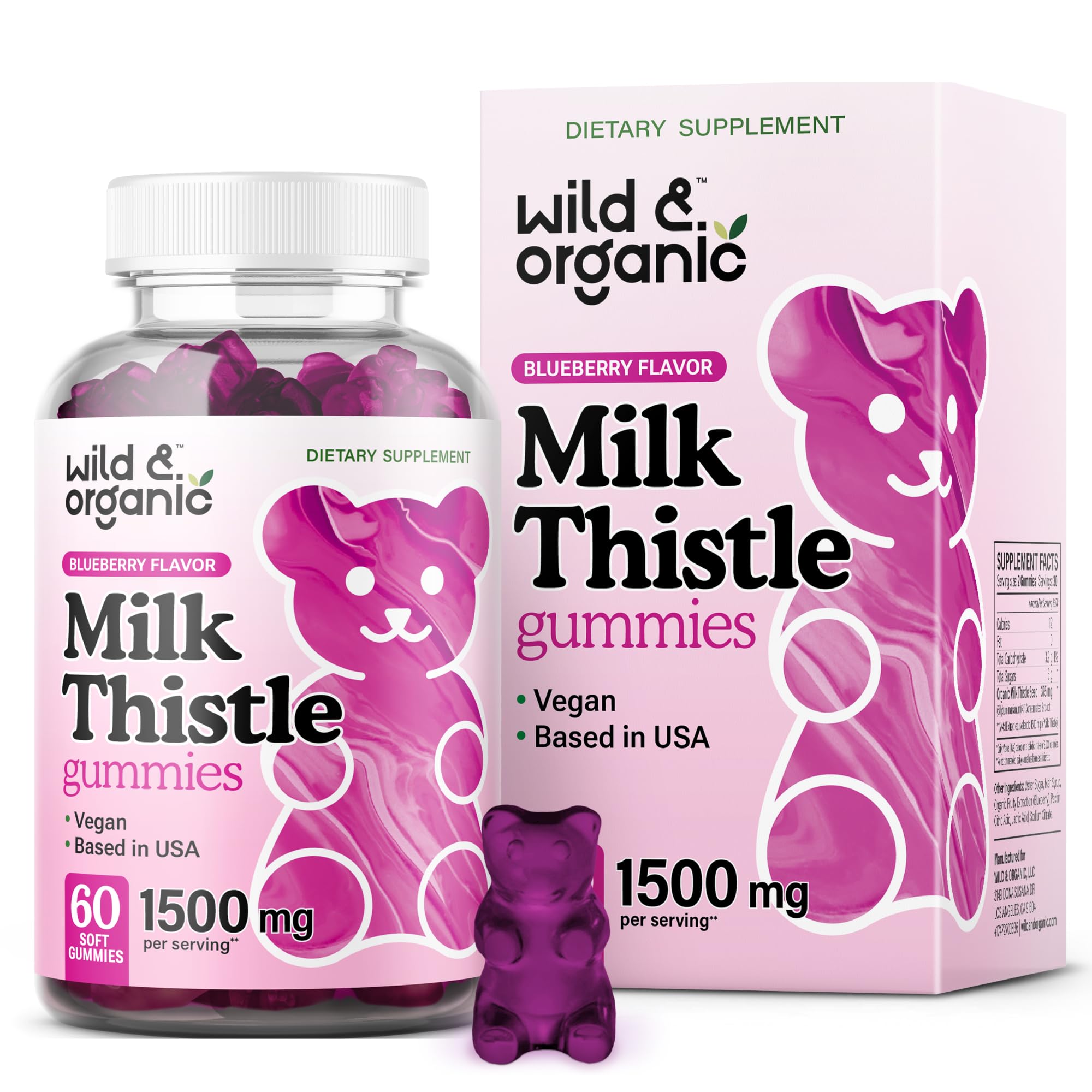 Milk Thistle Gummies - Liver Cleanse & Repair Liver Supplement - Organic Silybum Marianum Herbal Supplements & Immune Support Gummy - Non-GMO 4:1 Extract - 60 Vegan Chews