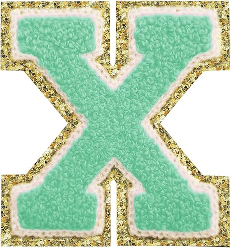 Miniatura 96 de Parches de letras termo-adhesivas de felpilla para chaquetas, parches de letras universitarias con brillantina para planchar en la letra azul A