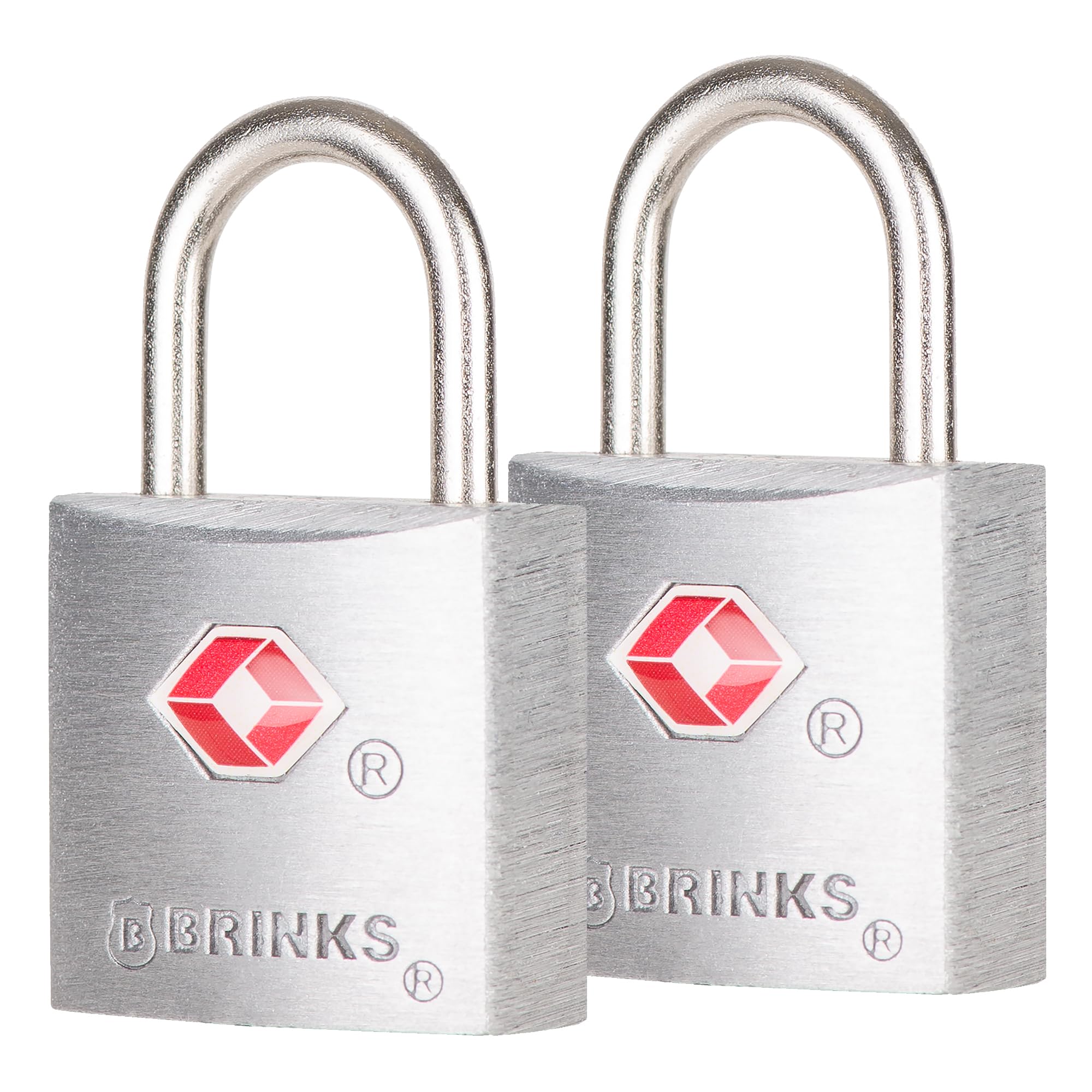 BRINKS TSA Approved Padlock 2-Pack, 22mm Aluminum Body, Hardened Steel Shackle, Luggage Locks with Keys, TSA Lock for Suitcases & Carry-Ons