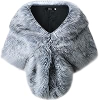 Vista 36 de Caracilia - Elegante estola tipo chal en piel sintética para el invierno.