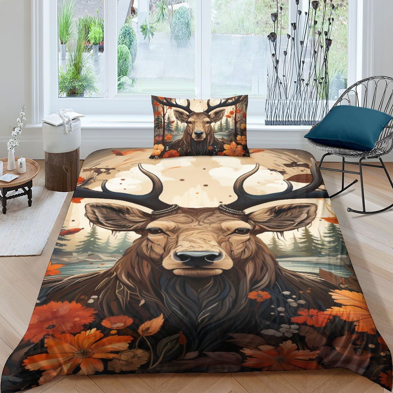 Parure de lit hypoallergénique 3D elk en microfibre douce avec fermeture