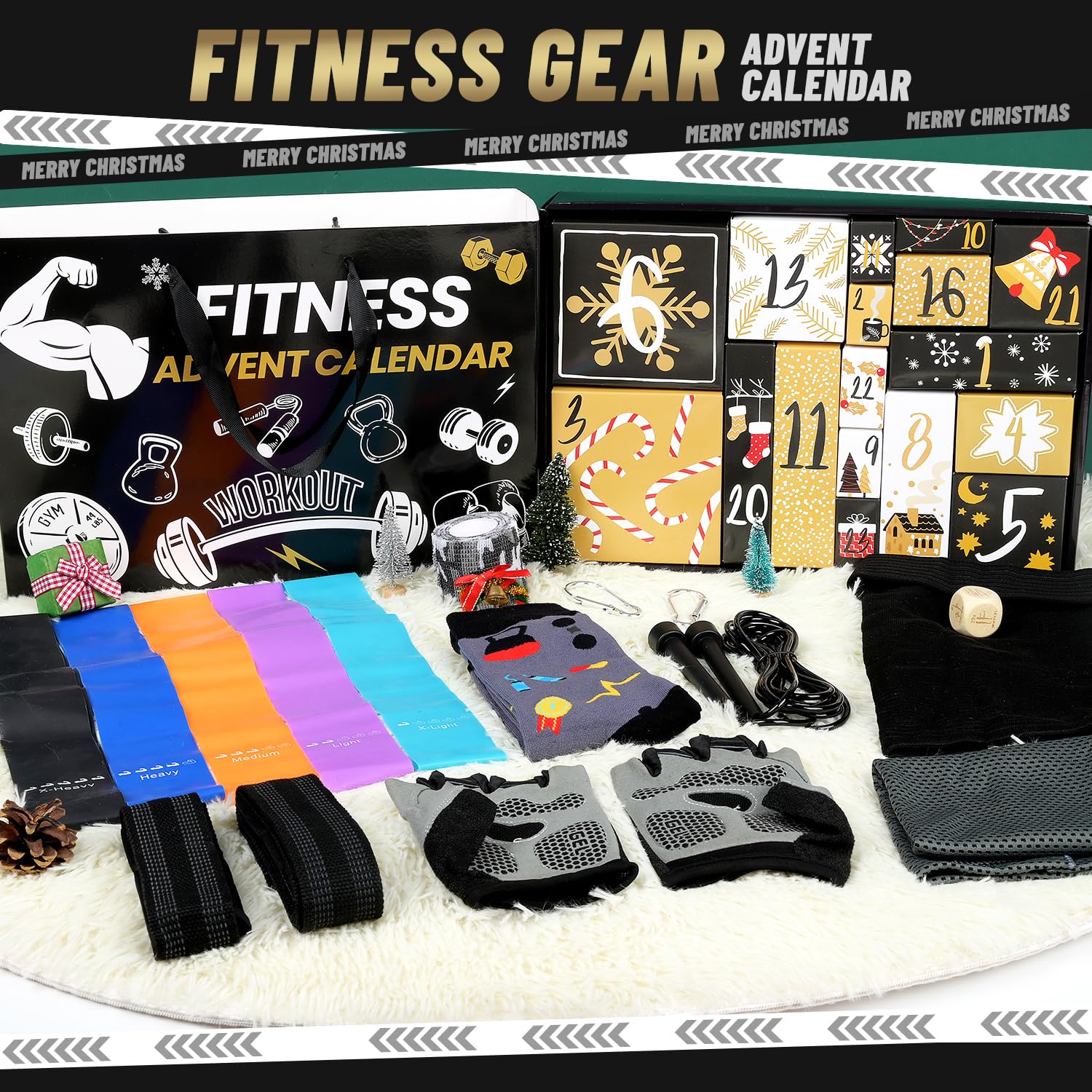 MOVINPE Fitness Gear Adventskalender 2025 Cihristmas, 24 Tage Sportzubehör
