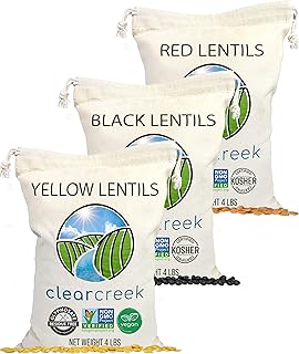 Black, Red and Yellow Lentils | 12 LBS (3-4 lb bags) | Non-GMO | 100% Non Irradiated | Kosher | USA Grown | Vegan