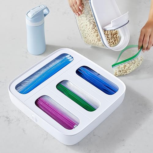 Miniatura 5 de YouCopia StoraBag Dispensador de bolsas de alimentos, tamaño familiar, 4 ranuras, bolsas de sándwich de plástico, organizador de cajones para