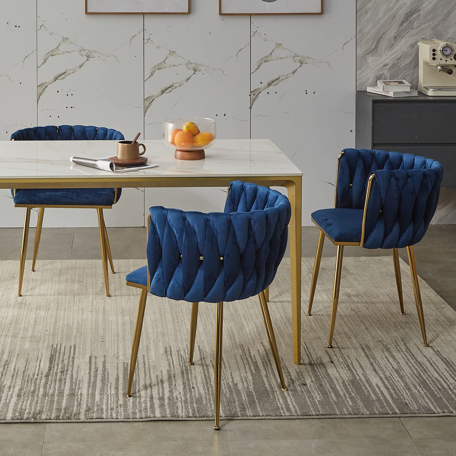 Sedie moderne in velluto con gambe in metallo, eleganti sedie imbottite per cucina, sala da pranzo e soggiorno, comode e di design