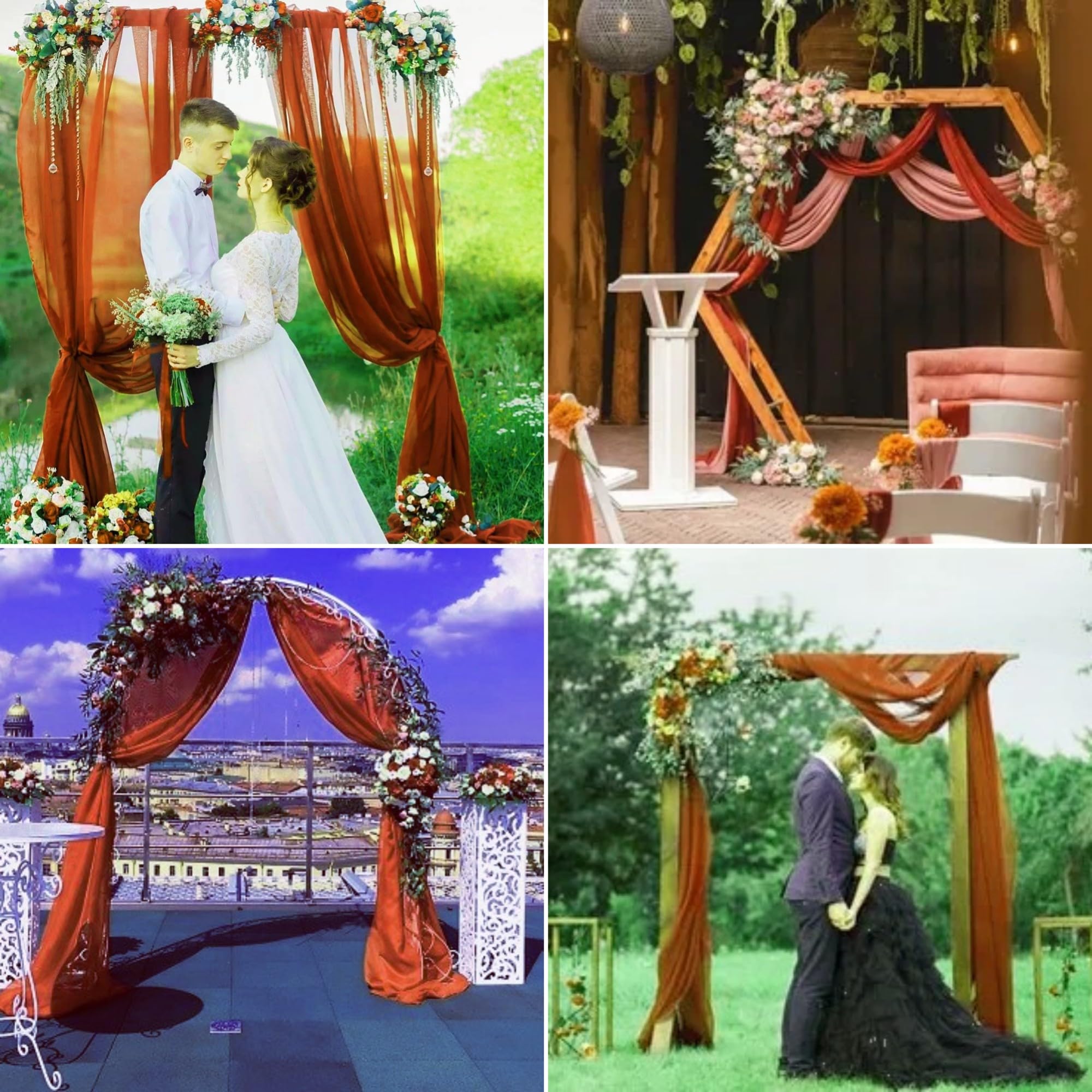 Vorhangstoff für Hochzeitsbögen, Chiffon, für Hochzeiten, 71,1 cm x 6,1 m, Chiffon-Stoff, durchscheinender Hintergrund, Vorhang für Hochzeit, Party, Zeremonie, Geburtstag, Empfang, Hintergrund
