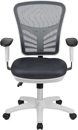 Miniatura 40 de Flash Furniture Nicholas Silla giratoria de oficina y juegos, ergonómica, de malla con soporte lumbar y altura ajustables, color negro Negro -,Malla