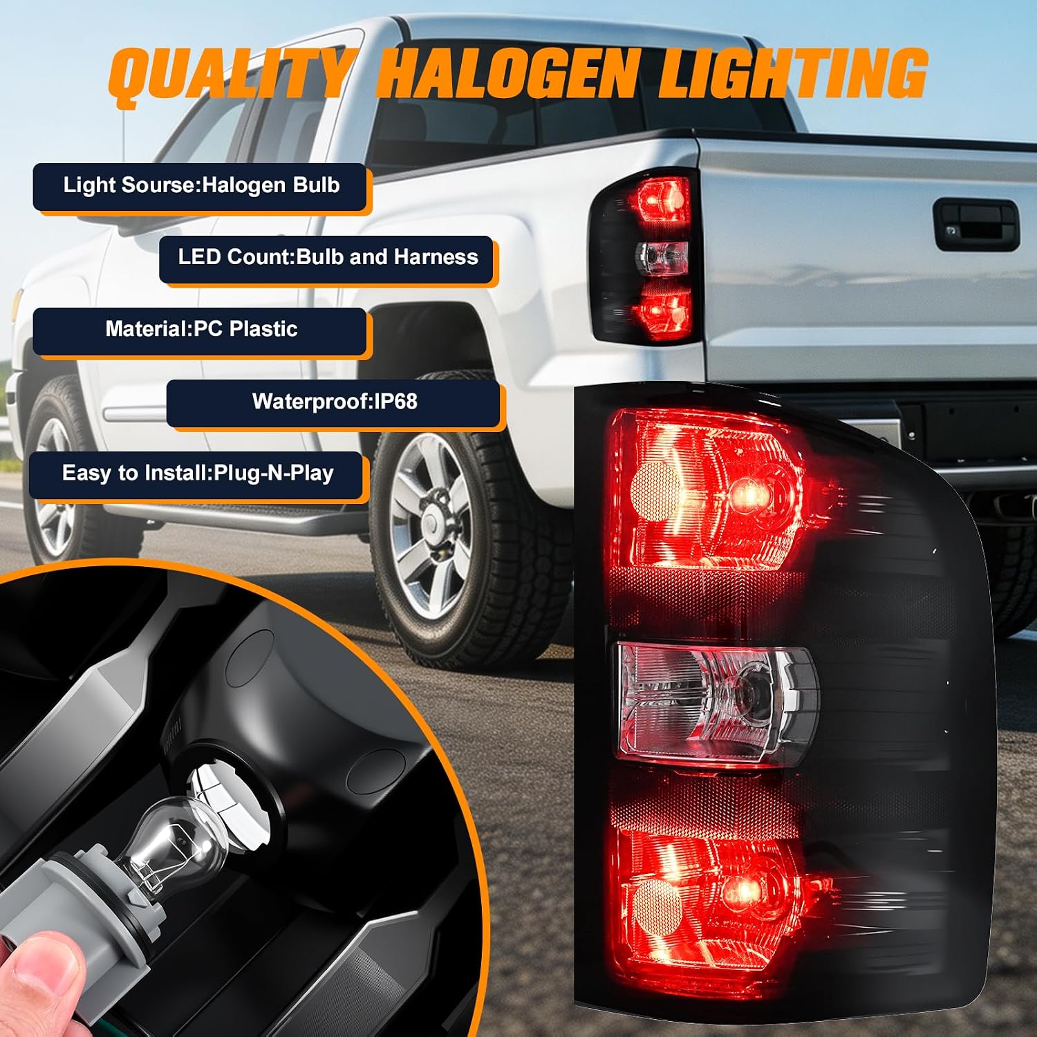 Smoked Tail Lights Assembly for 2007-2013 Chevy Silverado 1500 Tail Lights