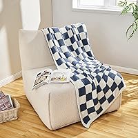 Vista 6 de CozeCube Mantas de Punto Reversibles de Microfibra Súper Suave Fullfy, Manta Mullida Cálida y Acogedora de Felpa Difusa, Manta a Cuadros para Sofá