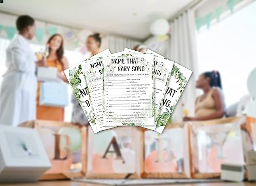 Miniatura 6 de Tarjetas de juego para baby shower, juego de canción de bebé, tarjetas de fiesta temáticas de selva tropical para niños o niñas neutros de género,