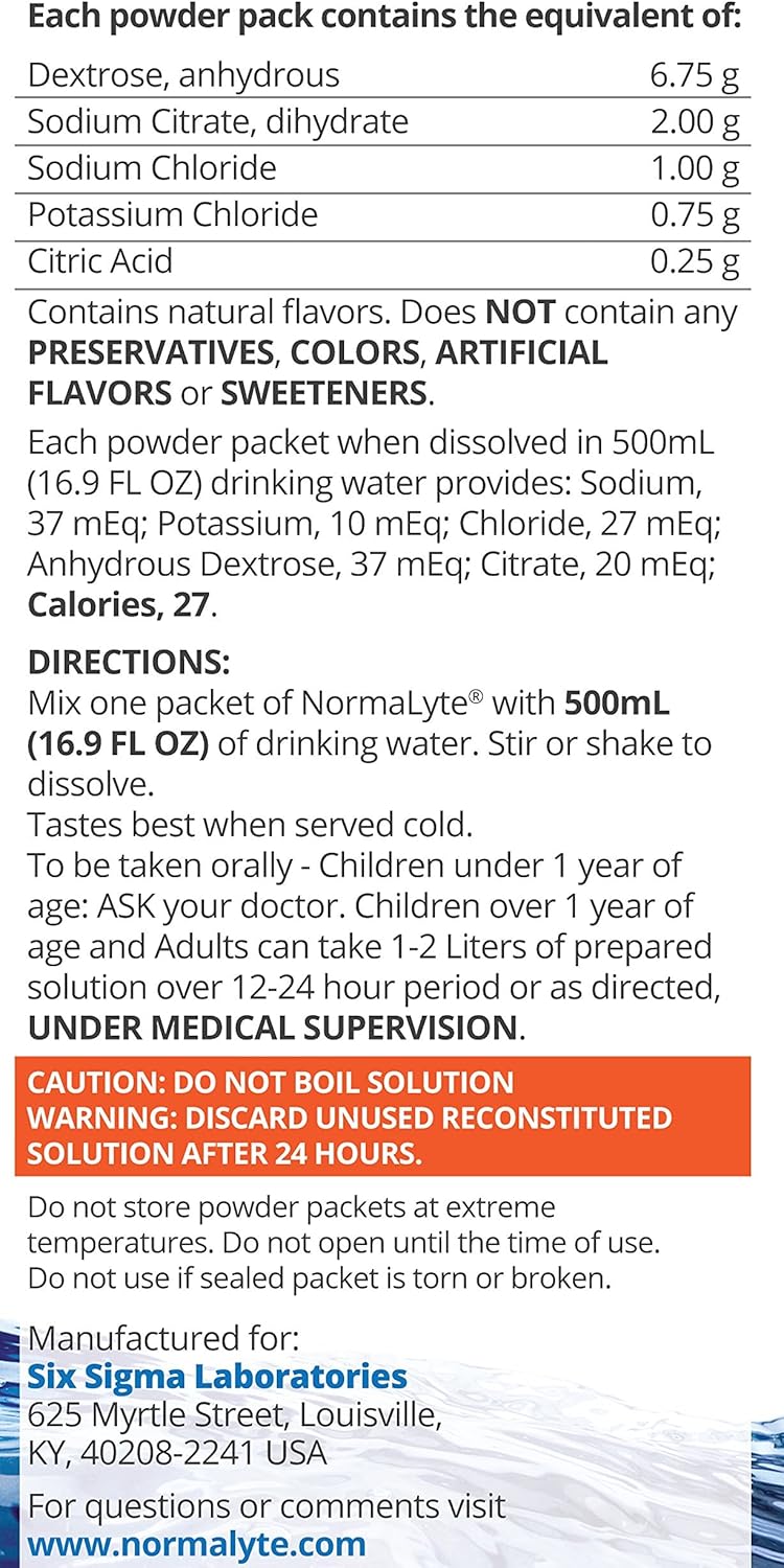 NormaLyte Oral Rehydration Salts- Pack of 6 (Pure) | Electrolyte Powder, Energy Supplements, Electrolytes Packets, Potassium Supplement, Hydration Sachet, No Preservatives, Vegan, Dehydration image 2 of 9 B01IE8PMDE