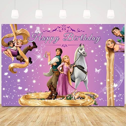 Miniatura 1 de Fondo de decoración de fiesta de cumpleaños de princesa, fondo de fotos de princesa, suministros de fiesta para niñas, tema de princesa, fondo de