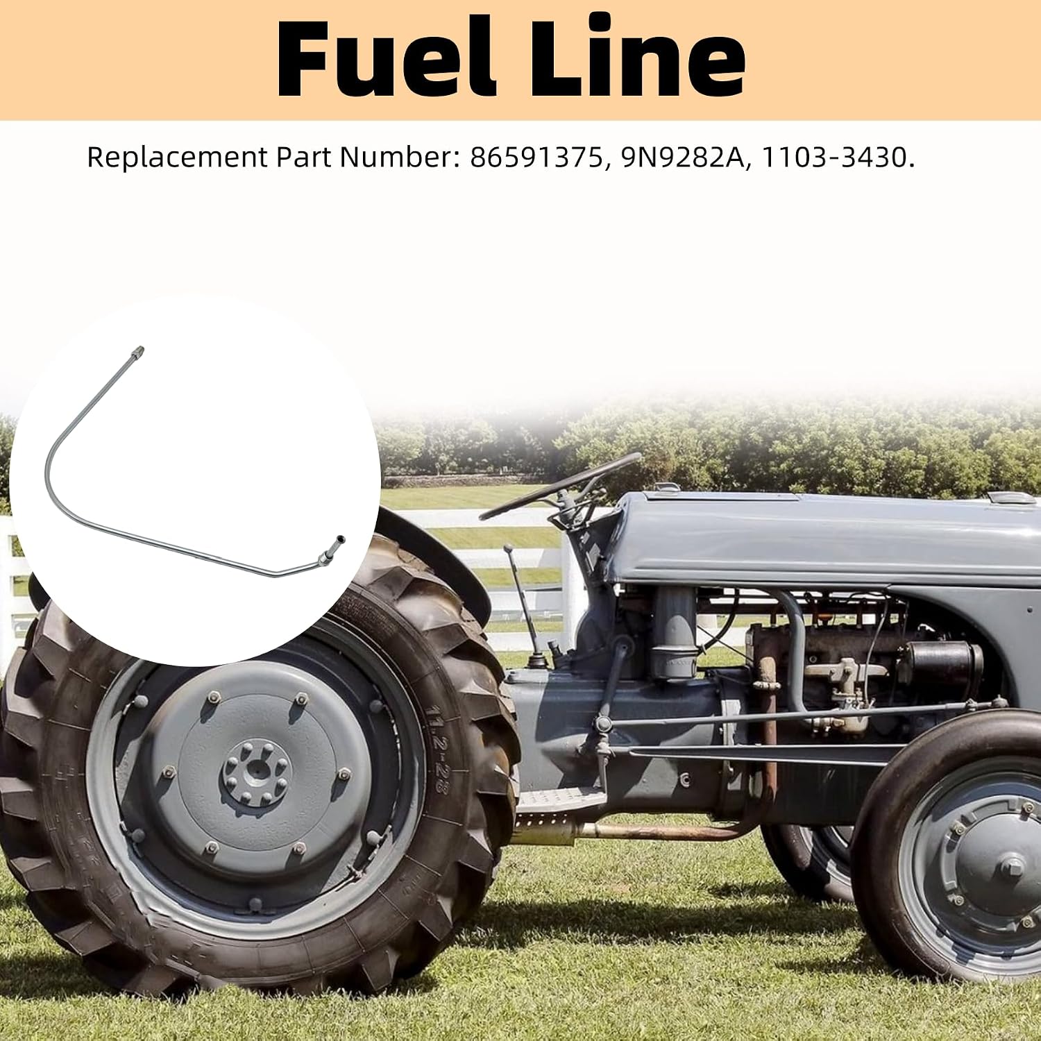 86591375 Gas Fuel Line with 1/4 inch Tube 9N9282A 1103-3430 Replacement for Ford Tractor 2N 8N 9N