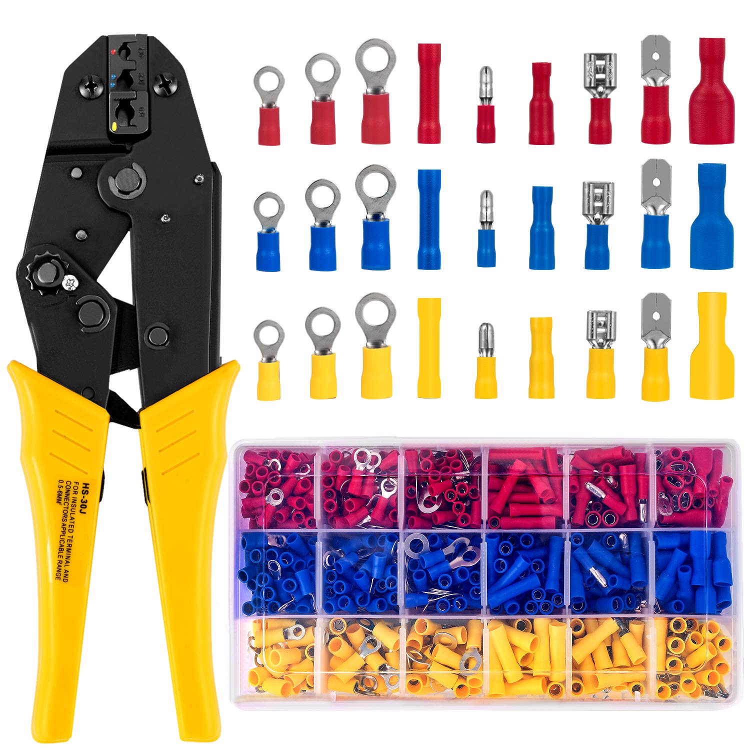 Buy AWG2210 Crimping Tool Set, Ratchet Crimping Plier with 700 Terminal Insulated Connectors 0.