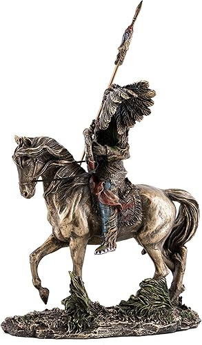 Miniatura 3 de Top Collection Mandan Indian Chief Statua - Escultura nativa americana en bronce fundido en frío de alta calidad, figura coleccionable de la tribu