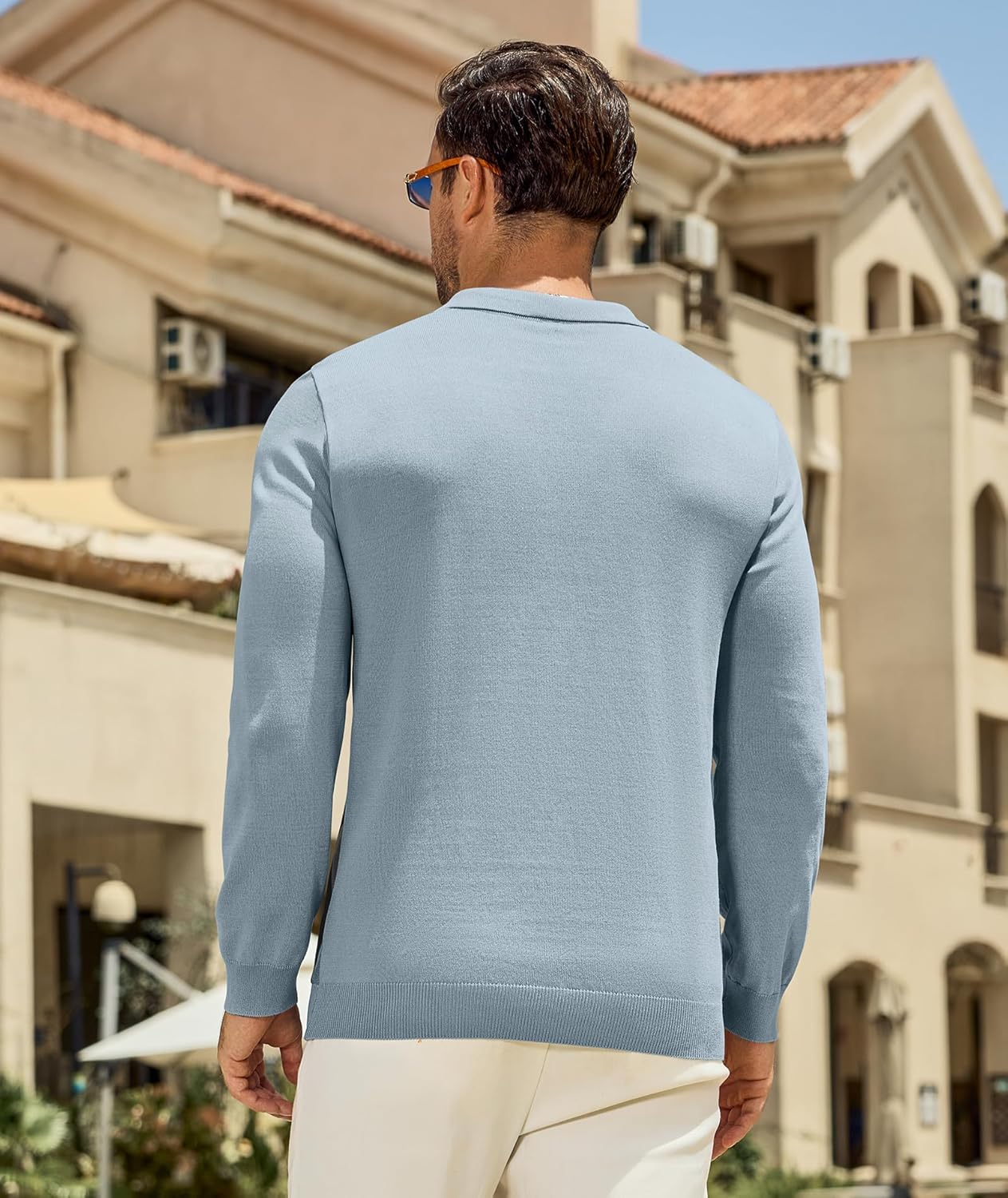 PRIVIMIX Mens Knit Striped Polo Shirts Long Sleeve Fashion Vintage Quarter Zip Pullover Casual Polo Sweater - Image 4