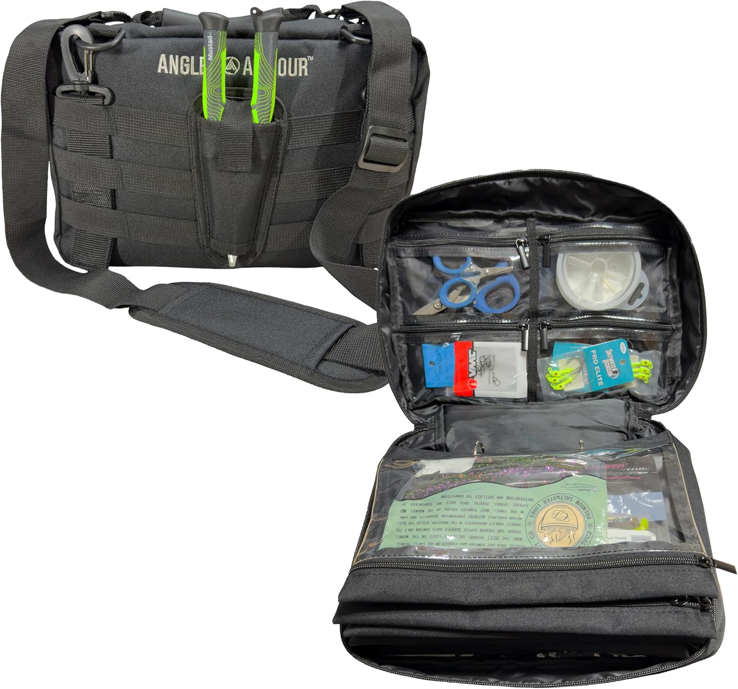 Angler Armour Bait Binder Fishing Tackle Bag, Soft Side Tackle Organizer, Sling Tackle Storage, Bait Storage, Bait Utility Bag, Artificial Lure Storage, Bait Organizer Bag, Saltwater Freshwater Bags