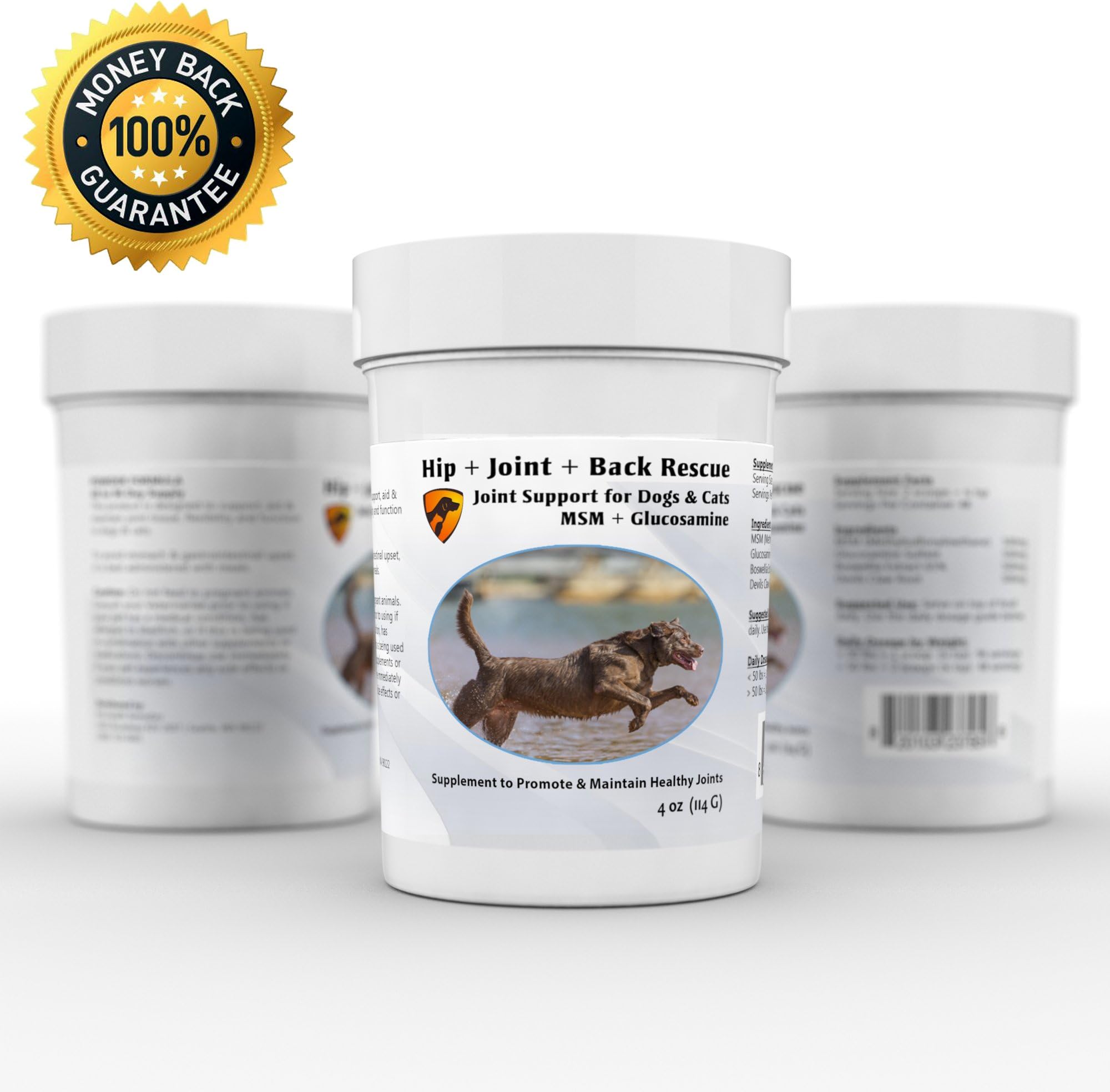 Hip, Joint & Back Rescue for Dogs โ Glucosamine Powder & MSM w/ NO FILLERS โ 4oz - Superior Joint Formula by Pet Health Remedies