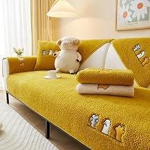 OKYUK Sherpa Fleece Sofa Couch Covers,Cute Cat Paw Super Soft Warm Plush Sectional Couch Cover Luxury Fuzzy Furry Non Slip Sofa Slipcover Furniture Protector Yellow, 70 * 70cm