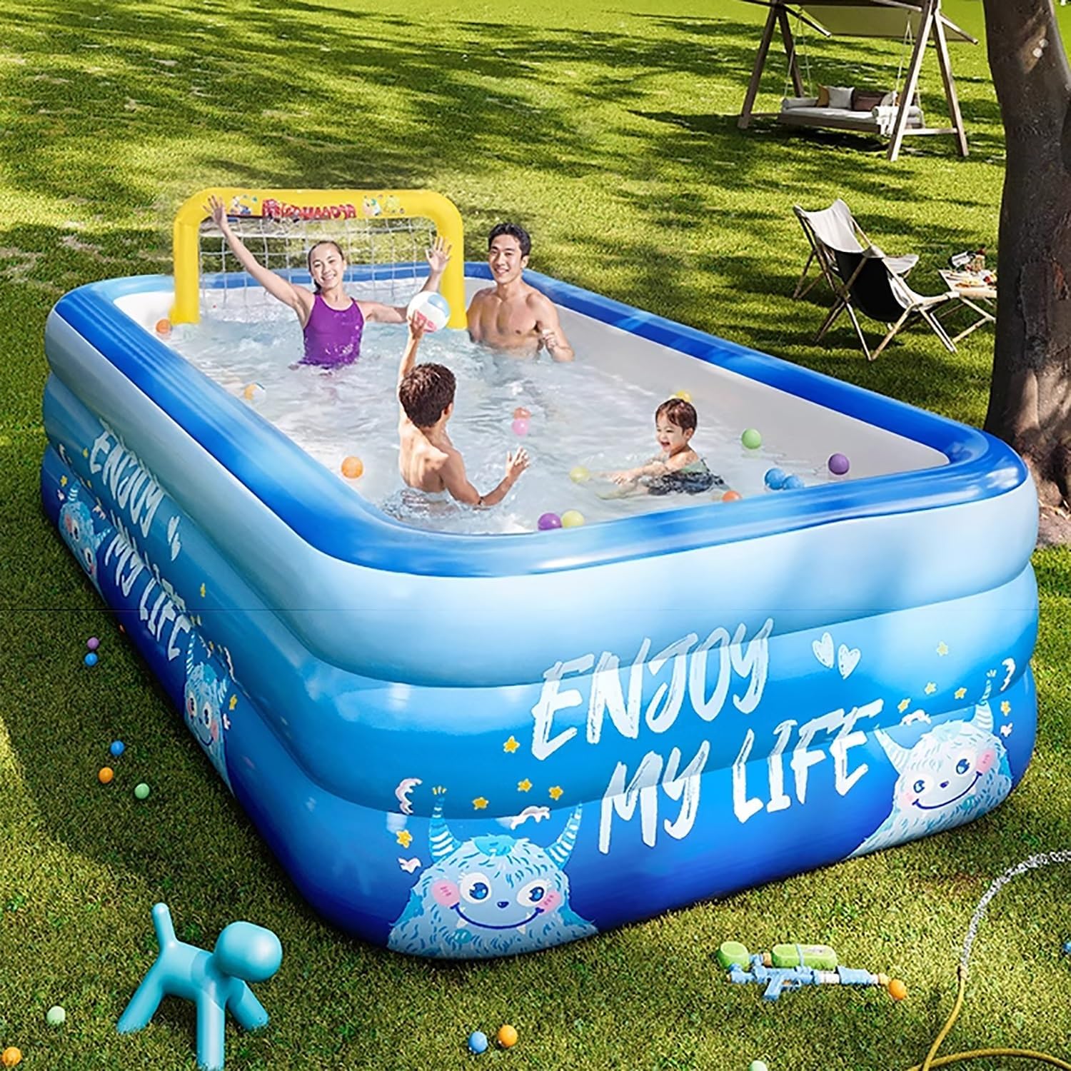 Inflatable Swimming Pool for Kids and Adults Summer Sprinkler Toy Thickened Above Ground Family Pool Includes Patches for Summer Water Party Backyard Garden Lawn(3.8m/13ft)