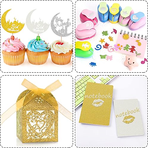 Miniatura 6 de 24 hojas de papel de cartulina con purpurina blanca, papel brillante A4 de primera calidad para álbumes de recortes, proyectos de bricolaje,