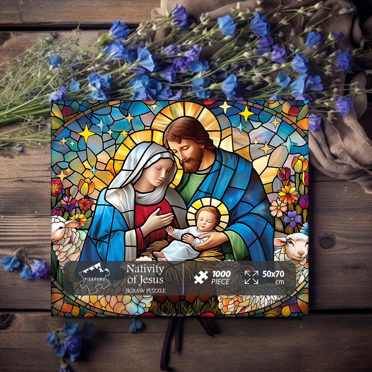 PICKFORU Jesus Stained Glass Puzzles for Adults 1000 Pieces and up, Colorful Christmas Nativity Jigsaw Puzzle, Difficult Mosaic Jigsaw Puzzles as Home Decor - Image 7