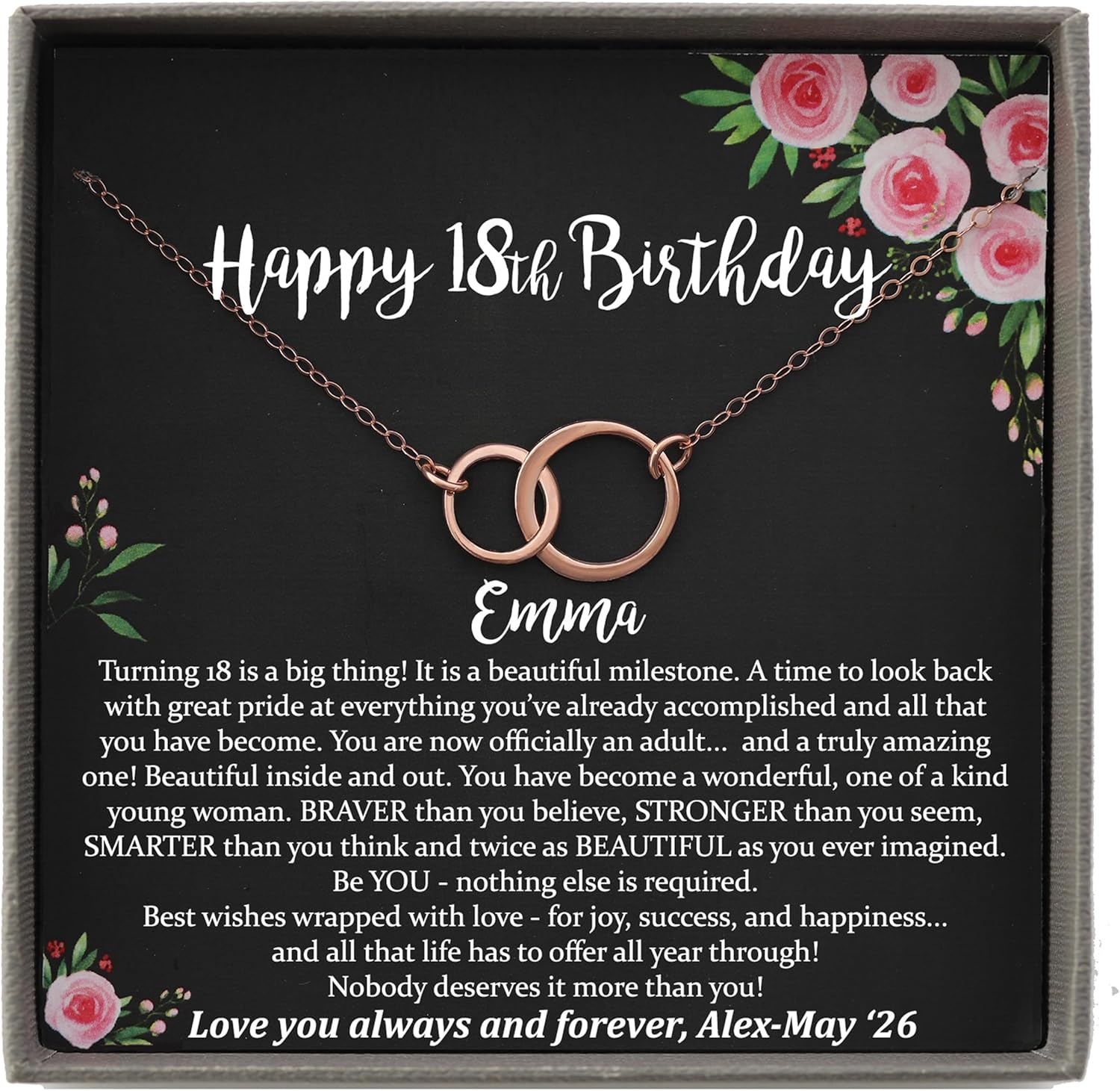 Be Wished Personalized 18th Birthday Gifts for Women, Necklace with Meaningful Message
