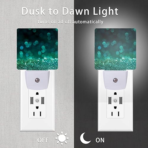 Miniatura 3 de Oeaskly Luz nocturna verde con purpurina, luces nocturnas enchufables de 0.5 W, aptas para dormir, para niños y niñas, luz nocturna LED con sensor