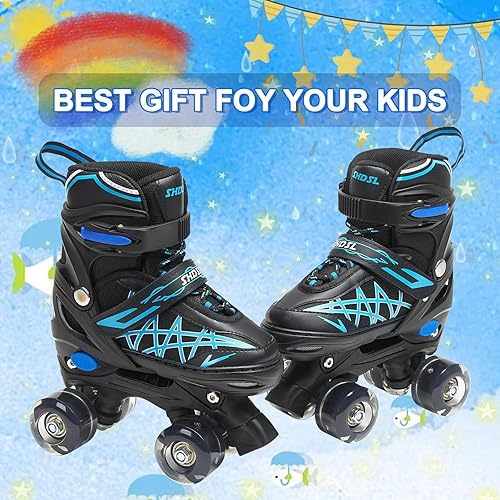 Miniatura 6 de Patines de ruedas ajustables iluminados para niñas y niños, arco iris, M y Chuang M