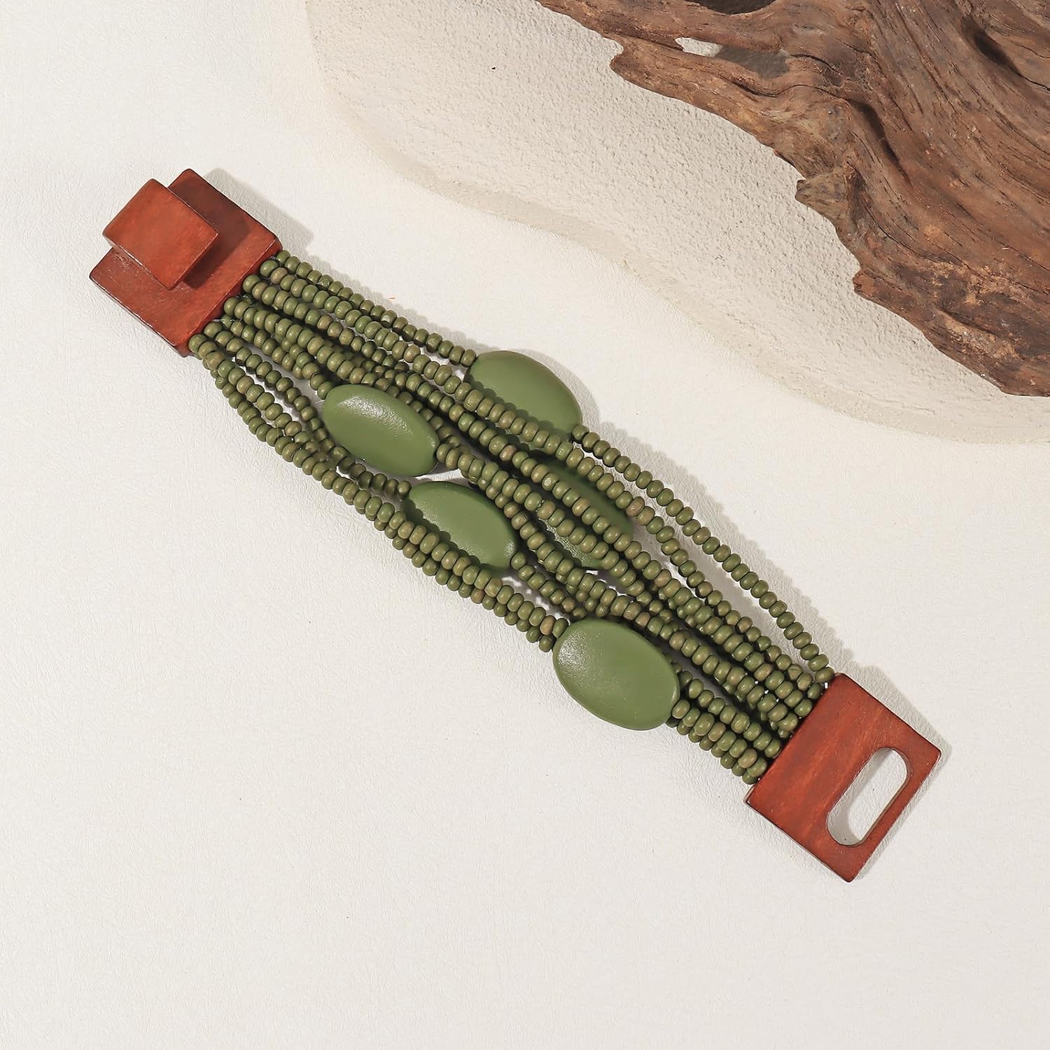 Coiris Boho Bracelets for Women Stackable Chunky Wood Elastic Beads Bracelets Boho Beach Charm Jewelry for Women - Image 5