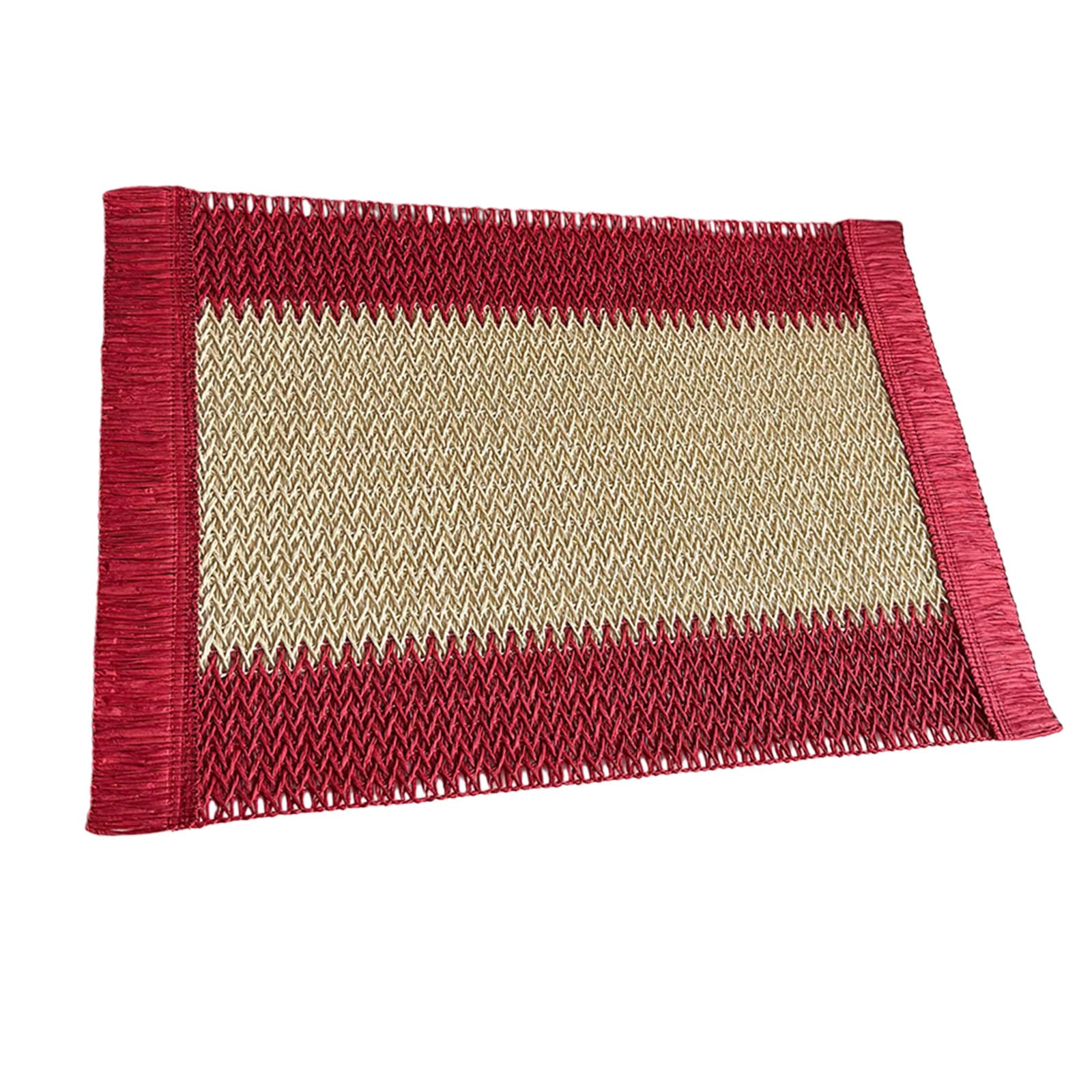 Tsophreniq Portable Portable Paper Rope Woven Decorative Placemat with Striped Pattern for Outdoor Picnics and Indoor Use Kitchen