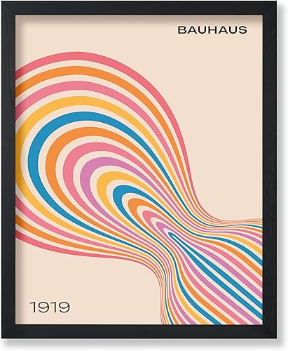 Miniatura 1 de Poster Master Bauhaus - Póster con estampado de ondas retro, arte de arco iris, arte geométrico, arte contemporáneo, arte moderno de mediados de