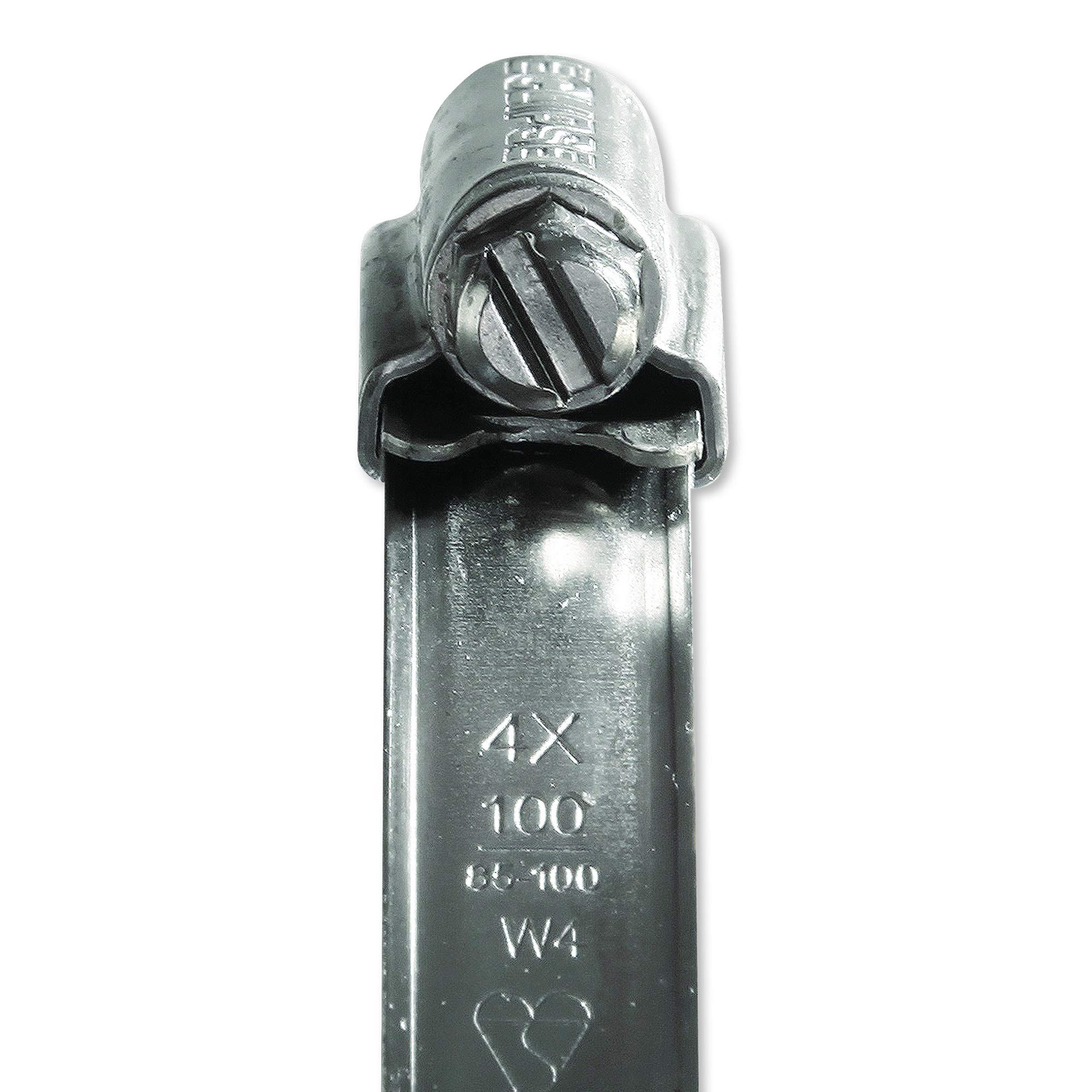 Eclipse Professional Tools ECW4-4X W4 Box of 5 85-100mm (3 ⅛" - 4") 304 Stainless Steel Worm Gear Hose Clamps - Image 4