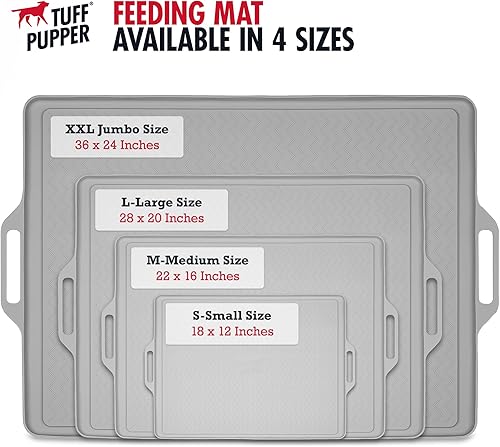 Miniatura 6 de Tuff Pupper Tapete XXL de alimentación para perros de 36 x 24 pulgadas para alimentos y agua, mantel individual de silicona impermeable para suelos