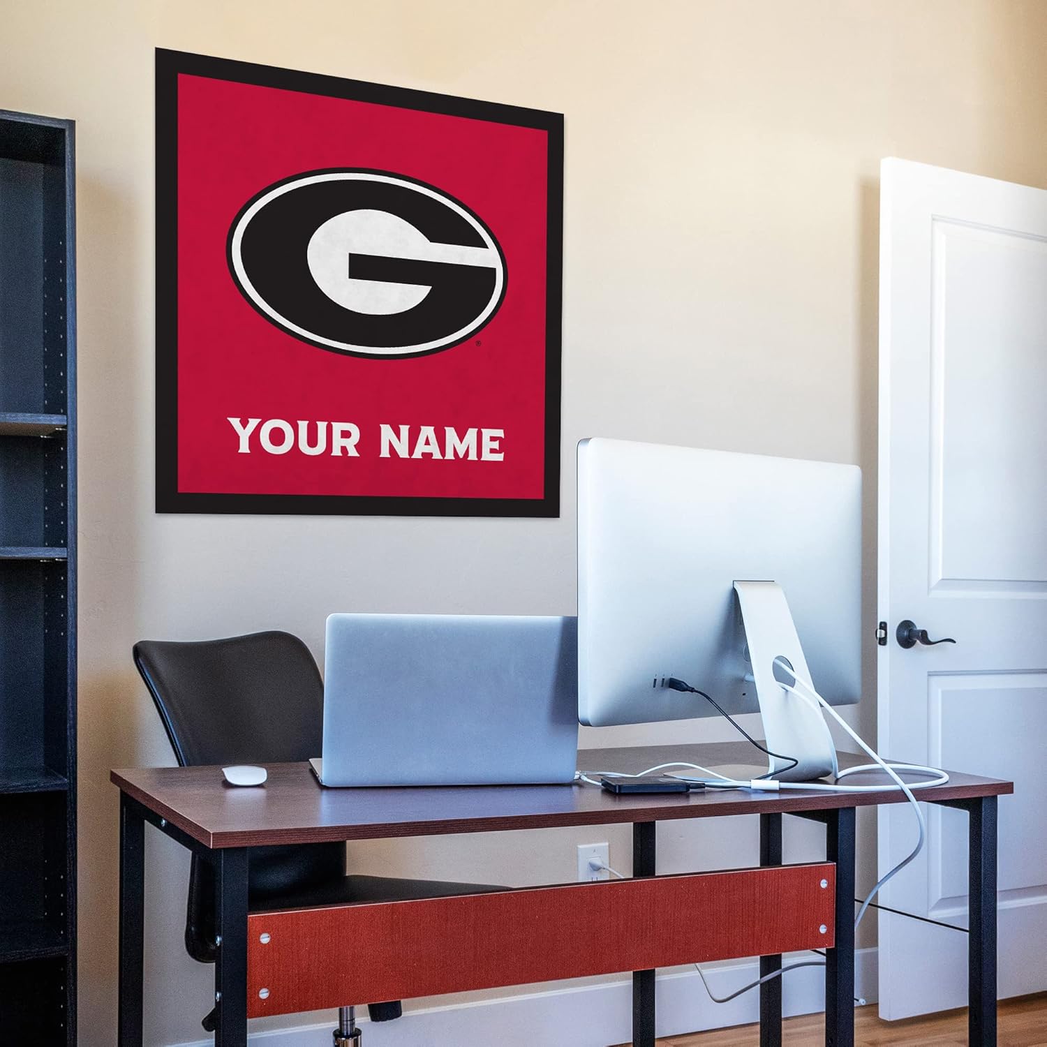 Rico Industries NCAA Georgia Bulldogs Personalized 35" Felt Wall Décor - for Man Cave, Game Room, Office & Bedroom - Made in The USA