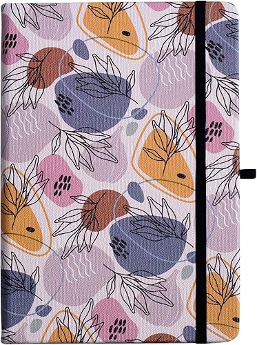 Miniatura 6 de Diario de cuadrícula punteada de estilo bohemio contemporáneo de 5.64 ozm, papel grueso de primera calidad, banda elástica y soporte para bolígrafo,